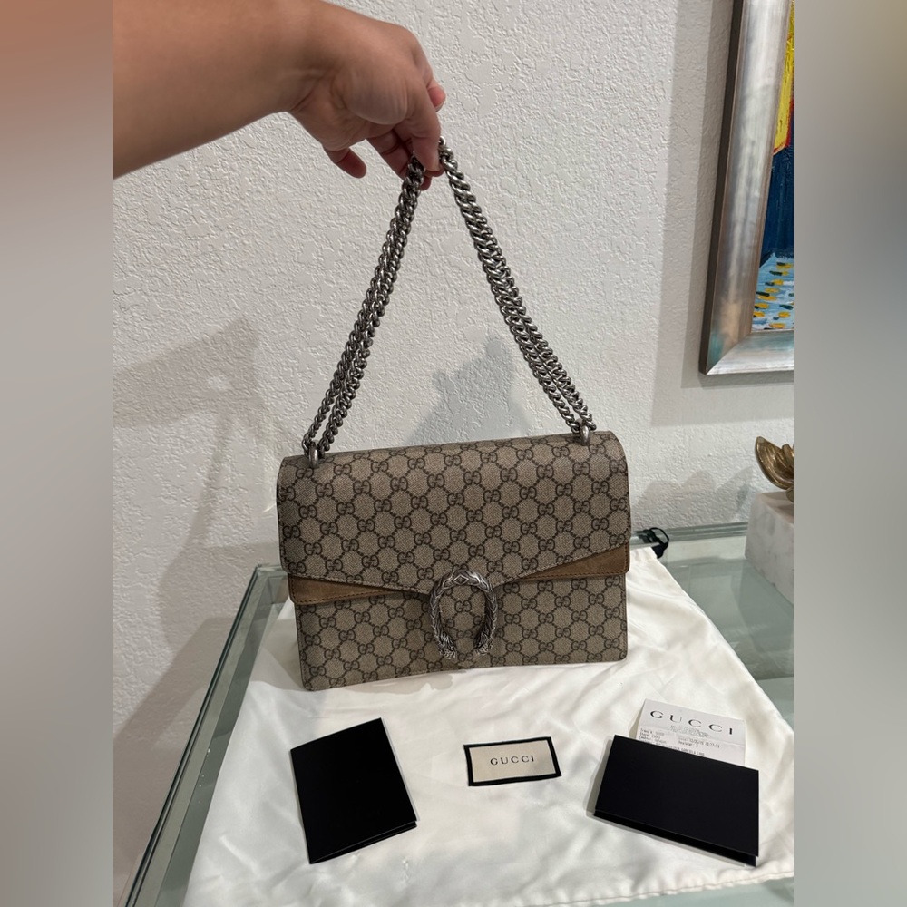 Gucci Beige and Brown Dionysus Medium GG Shoulder Bag